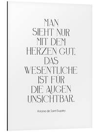 Magnettafel Exupéry Zitat - Man sieht nur mit dem Herzen gut I