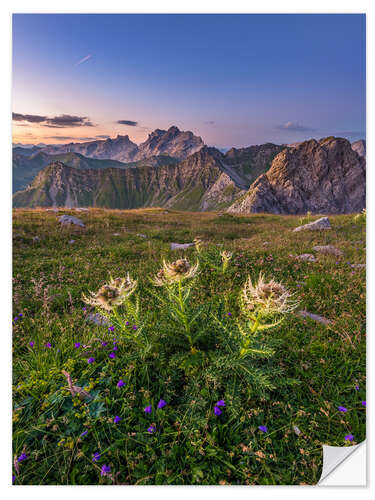 Selvklebende plakat Flower Meadow in the Alps