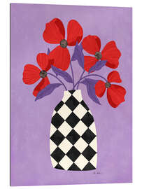 Gallery print Checkered vase with poppies