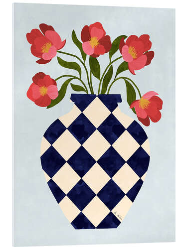 Cuadro de metacrilato Checkered vase with roses