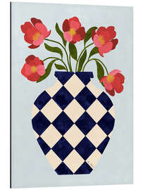 Magnettafel Karierte Vase mit Rosen