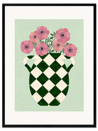 Impression artistique encadrée Checkered vase with anemones