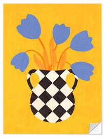 Wall sticker Checkered vase with tulips