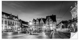 Selvklebende plakat Market Square in Bremen by Night