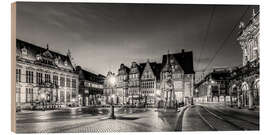 Quadro de madeira Market Square in Bremen by Night