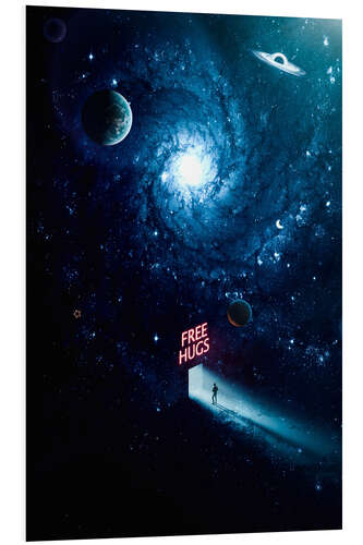 Foam board print Free Hugs in Blue Space Galaxy Stars