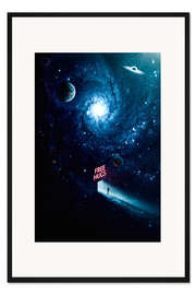 Gerahmter Kunstdruck Free Hugs in Blue Space Galaxy Stars
