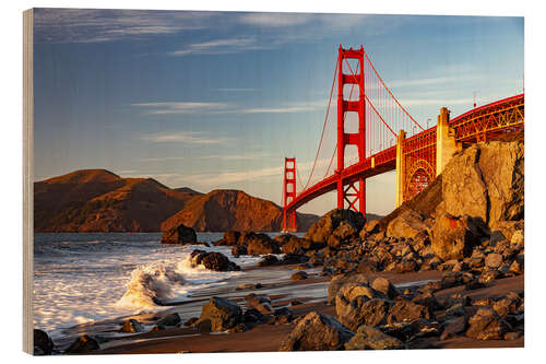 Hout print Golden Gate Bridge, San Francisco