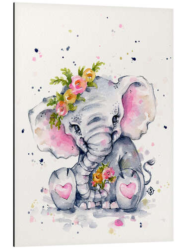 Tableau en aluminium Cute baby elephant