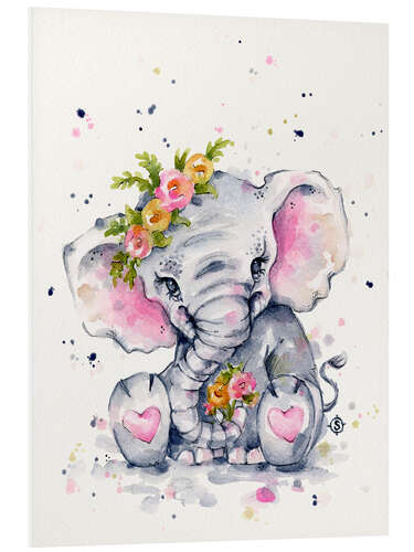 Quadro em PVC Cute baby elephant