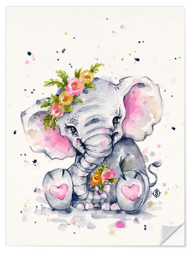 Sticker mural Cute baby elephant