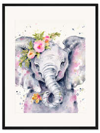 Gerahmter Kunstdruck Kleiner Elefant