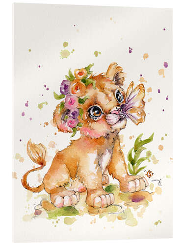 Cuadro de metacrilato Cute Lion With Flowers