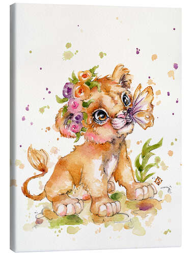 Canvas print Cute Lion With Flowers