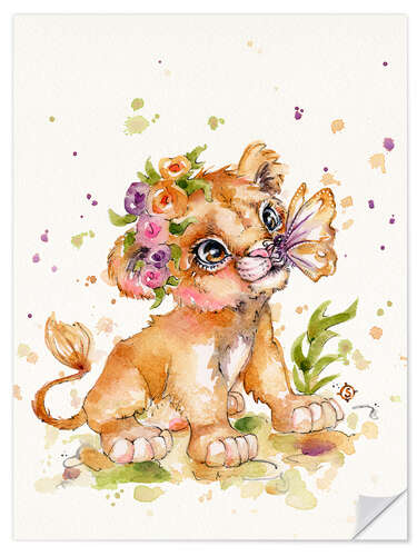 Wall sticker Cute Lion With Flowers