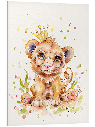 Aluminium print Cute Lion With Crown