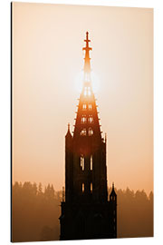 Aluminium print Sunset behind Bern Minster