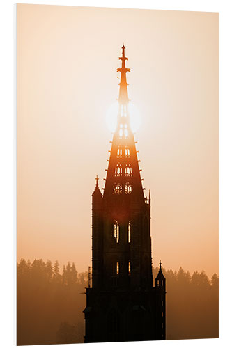 Foam board print Sunset behind Bern Minster