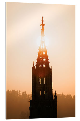 Tableau en plexi-alu Sunset behind Bern Minster