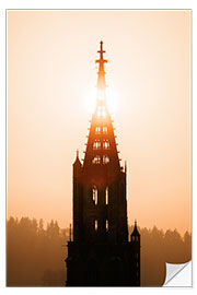 Wandsticker Sonnenuntergang hinter dem Berner Münster