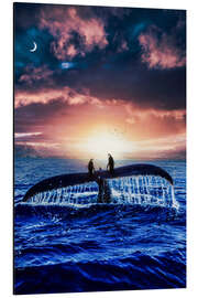 Magnettafel Zwei reisende Pinguine auf einem Wal