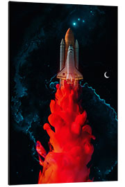 Tableau en aluminium Shining rocket launch in the night sky