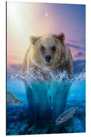 Magnettafel Bär beim Lachsfischen