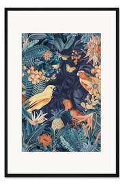 Gerahmter Kunstdruck Tropischer Dschungel mit Papageien