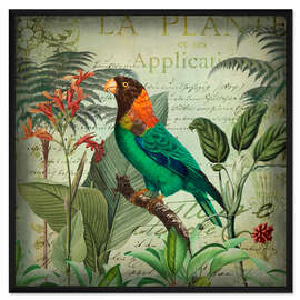 Gerahmter Kunstdruck Tropischer Papagei im Vintagestil