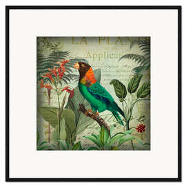 Impression artistique encadrée Tropical Parrot in Vintage Style