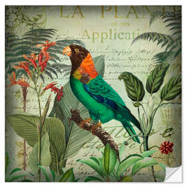 Sticker mural Tropical Parrot in Vintage Style