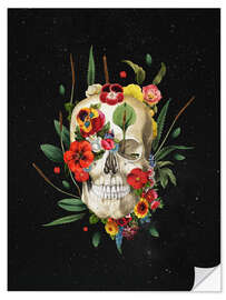 Selvklebende plakat Floral Skull