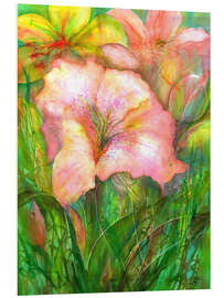 Foam board print Pink Daylily flowers with buds