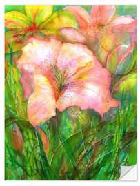 Wall sticker Pink Daylily flowers with buds