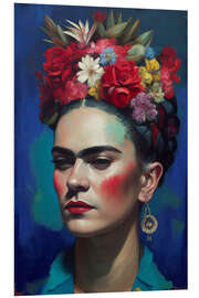 Quadro em PVC Frida Kahlo with Flowers