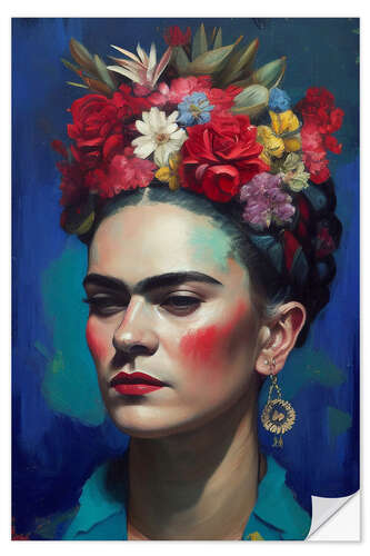 Sticker mural Frida Kahlo with Flowers