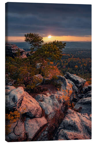 Tableau sur toile Sunset in Saxon Switzerland