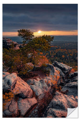 Selvklebende plakat Sunset in Saxon Switzerland