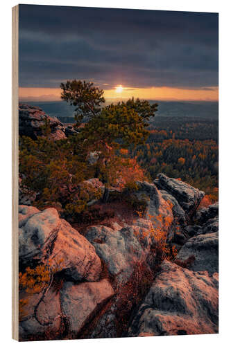 Stampa su legno Sunset in Saxon Switzerland