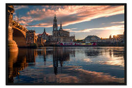 Gerahmter Kunstdruck Elbufer Dresden