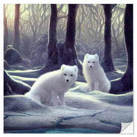 Sticker mural White Foxes