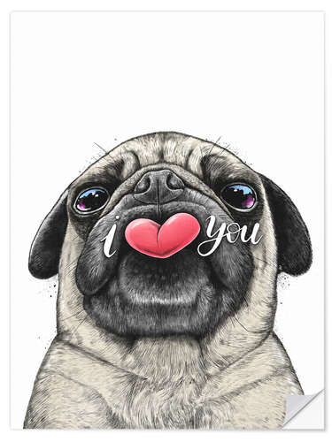 Vinilo para la pared Pug loves you