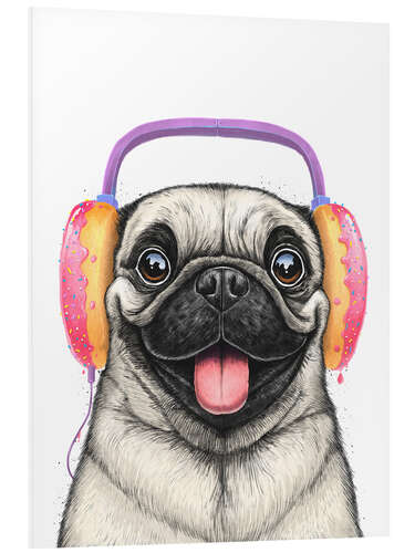 Stampa su PVC Pug with donut headphones