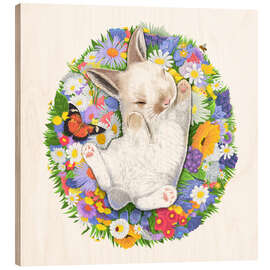 Cuadro de madera Sleeping Baby Rabbit