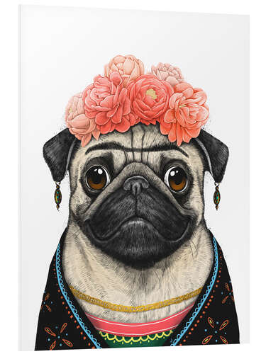 Foam board print Pug Frida Kahlo