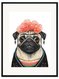 Gerahmter Kunstdruck Mops Frida Kahlo