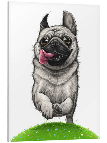 Aluminium print Pug on a run