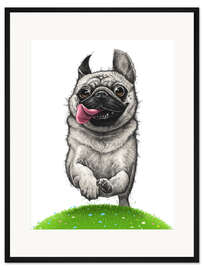 Gerahmter Kunstdruck Mops auf der Flucht