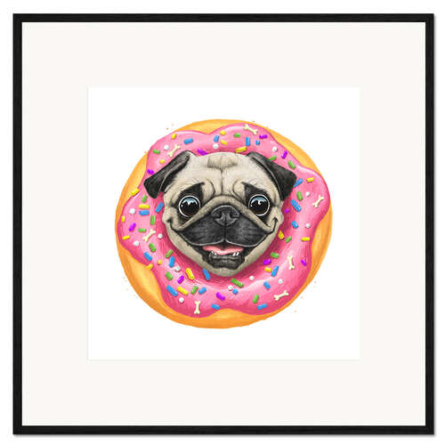 Impresión de arte enmarcada Donut Pug
