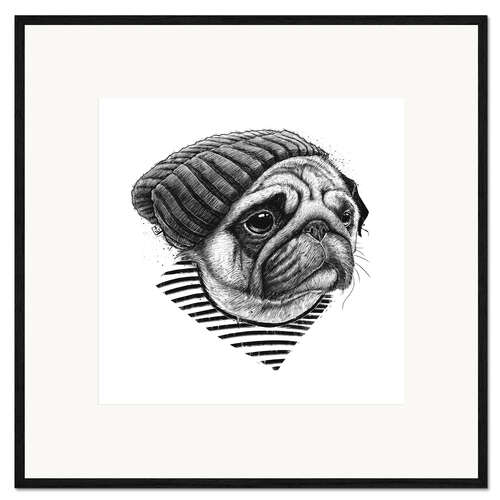 Kunsttryk i ramme Sailor Pug